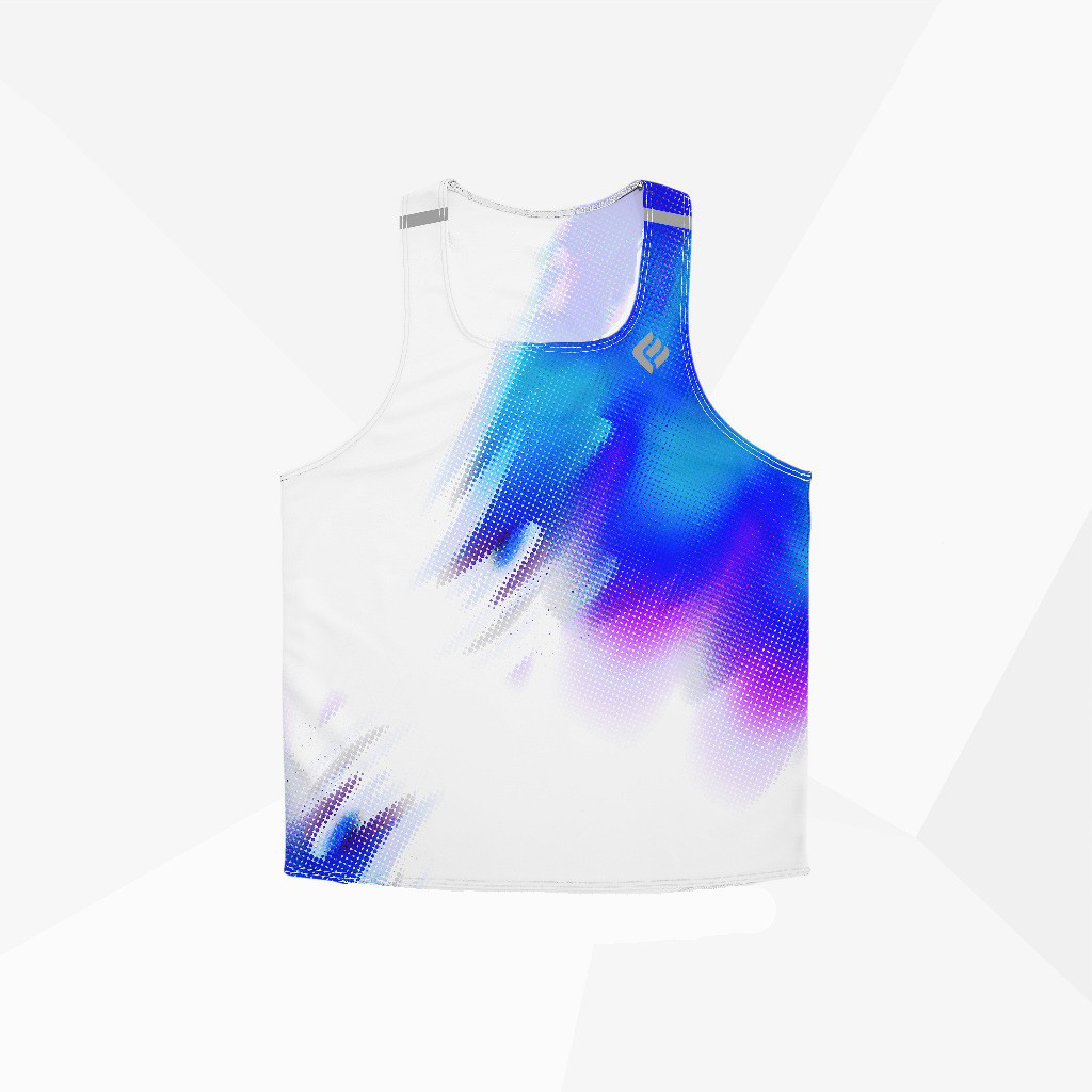 (J02)Eldyn Sportswear เสื้อกล้ามวิ่ง เสื้อกล้ามเทรนนิ่ง Square-ish Neckline Running Jersey Full Prin