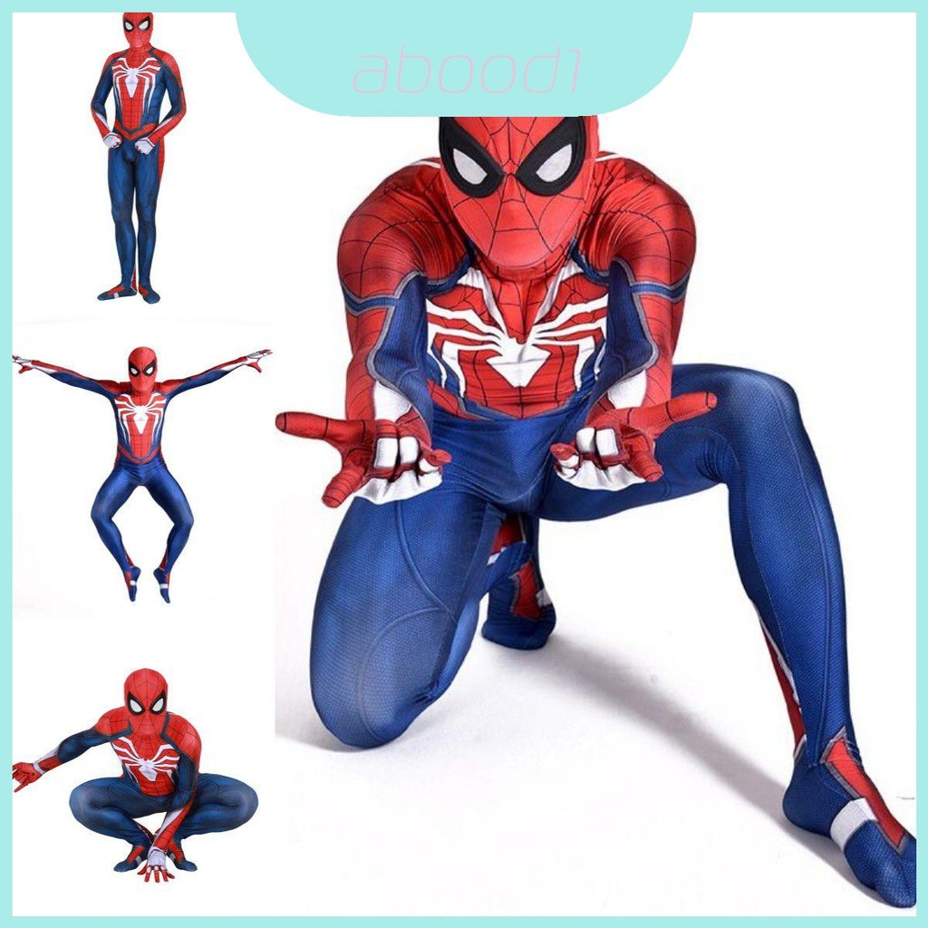 ชุดคอสเพลย์ Spider-Man PS4 สำหรับผู้ใหญ่และเด็ก ทำจาก Lycra ปรินต์ 3D แบบยืดหยุ่นและทนทาน