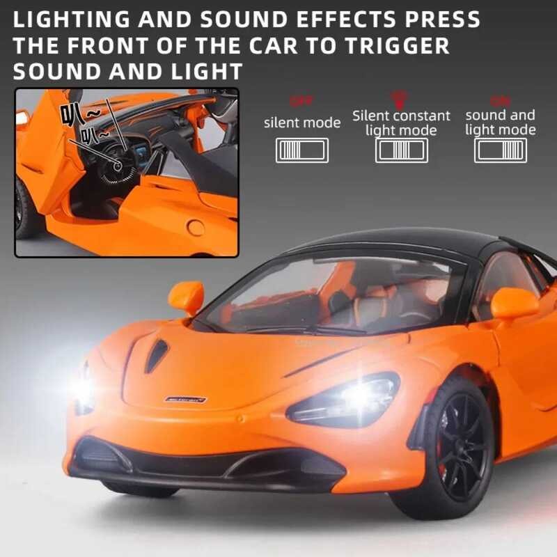 C C 1/24 Scale Mclaren 720S Er Sportcar Alloy Diecast Simulation Model Car With Sound And Light Pul