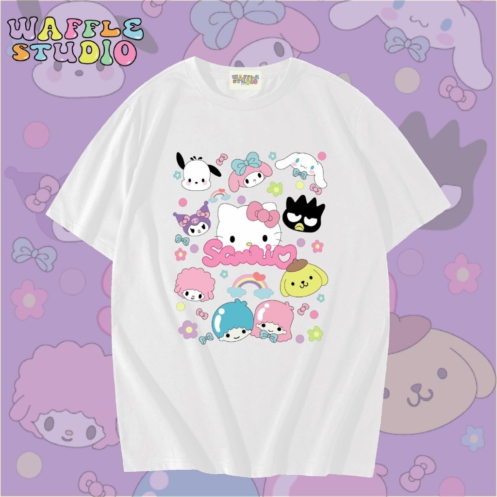 [ส่งฟรี  ] WS0377 เสื้อยืดโอเวอร์ไซส์ เสื้อยืดเกาหลี ผ้าคอตตอน100% เสื้อยืด คิตตี้ Kitty Sanrio WAF