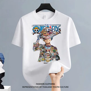 ผู้ชาย สีดําแขนสั้น คอกลม FASHION CASUAL สตรีทแฟชั่น เสื้อยืด เสื้อยืดผู้ชาย COOL OVERSIZE สีขาว-ดำ ลายการ์ตูน วินเทจ