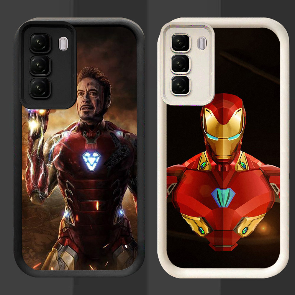R69 Iron Man Casing สําหรับ Infinix HOT 50 50i 60 60i Pro Plus 5G สีดําและสีขาว