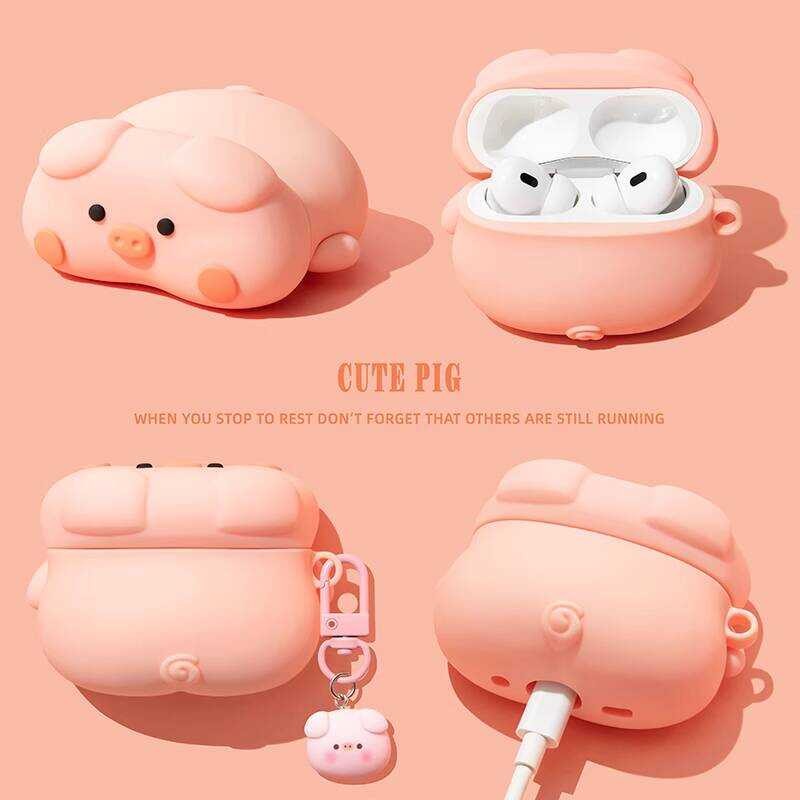 เหมาะสําหรับ 4 เคสป้องกัน pro2 เคสป้องกัน pro3 Apple ชุดหูฟังบลูทูธกล่องน่ารัก Piggy airpod ซิลิโคน 