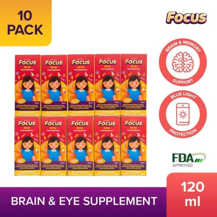 10 Pack Focus Syrup Brain & Eye Supplement For Kids - 120Ml 797