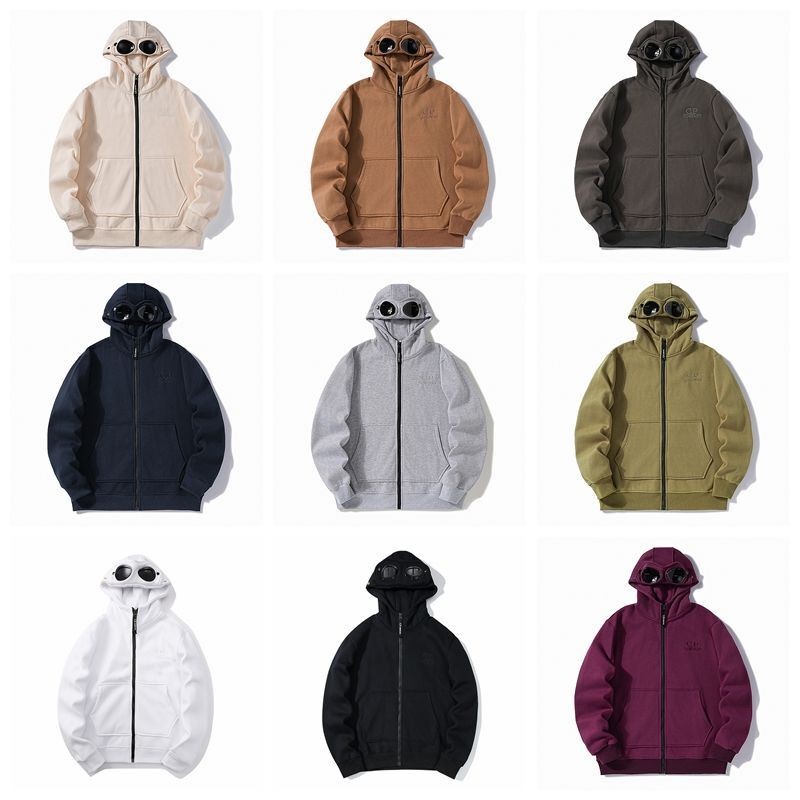 2025 อินเทรนด์ CP แว่นตาเย็บปักถักร้อย High Street สไตล์ซิปเสื้อสเวตเตอร์ถักหลวมขนแกะ Hoodie เสื้อ C