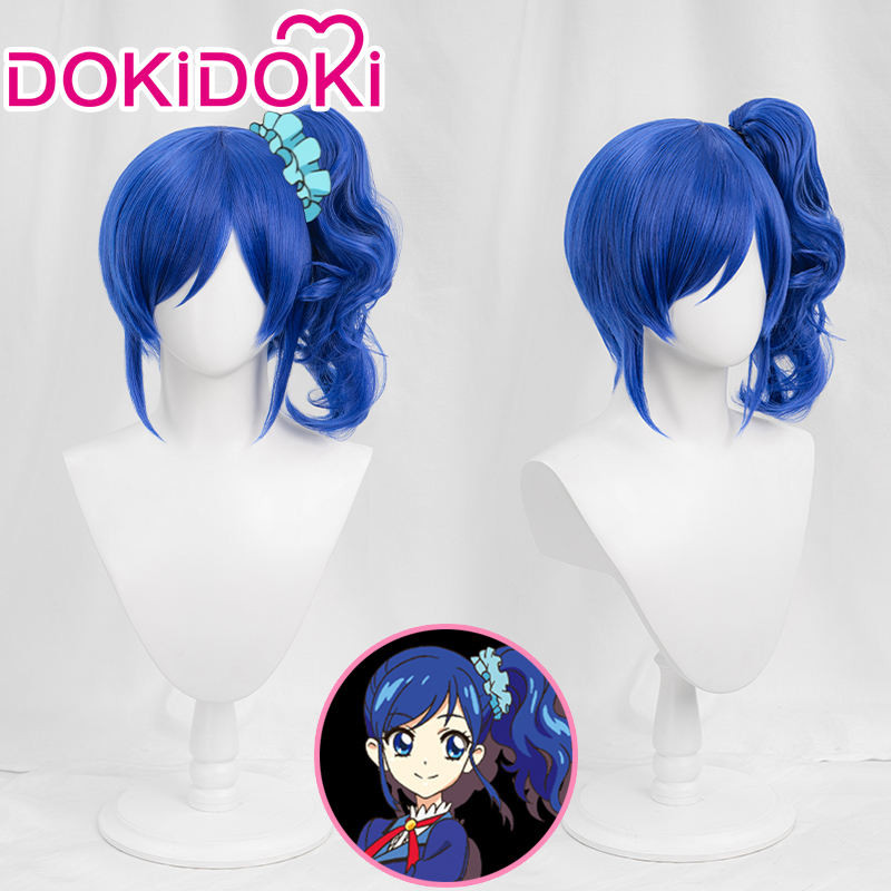 Dokidoki ไอดอลสปอตไอดอล Fujiya Aoi คอสเพลย์วิกผมสีน้ำเงินหางม้าเดี่ยว