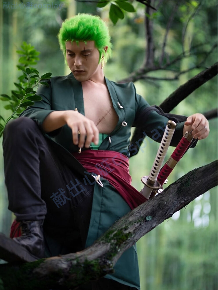 หนึ่งชิ้น Zoro Cos Server Wano Kingdom สองปีต่อมา Roronoa Zoro คอสเพลย์เซิร์ฟเวอร์เพศสามมีดกับเสื้อ
