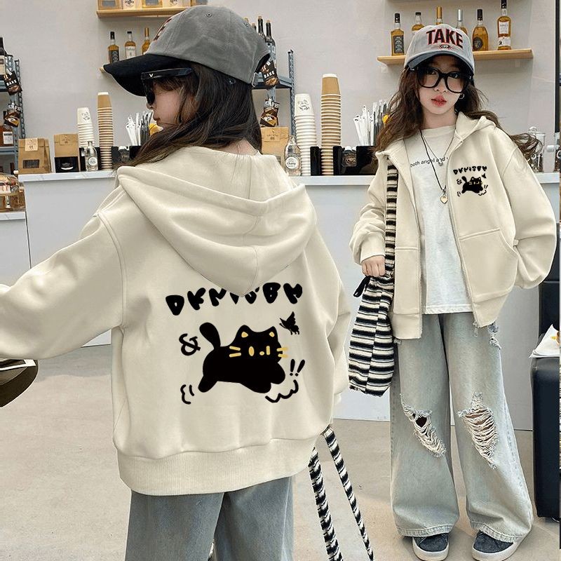 [สินค้าใหม่] JUTUI ฤดูใบไม้ผลิฤดูใบไม้ร่วงสไตล์สาวแจ็คเก็ตหนาการ์ตูนHooded Sweatshirtแฟชั่นTop