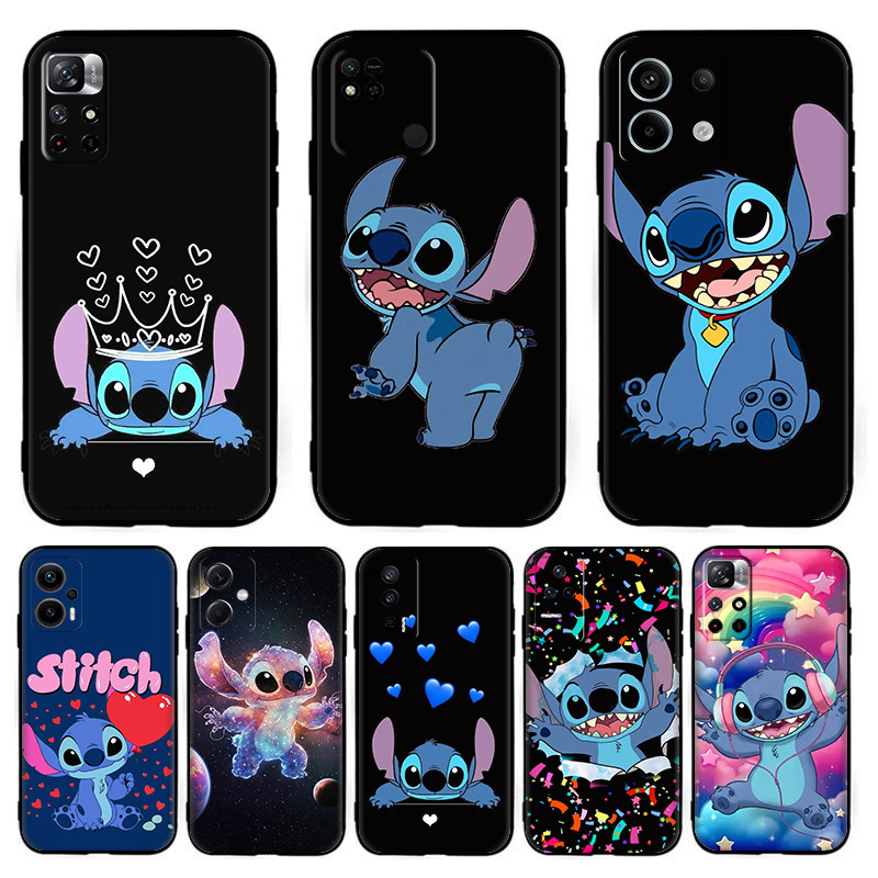 W[18] Stitch การ์ตูนน่ารักสําหรับ Redmi 6 6A Pro 7 7A 8 8A 9 9A 9C 9T NFC TPU ซิลิโคนเคสโทรศัพท์สีดํ
