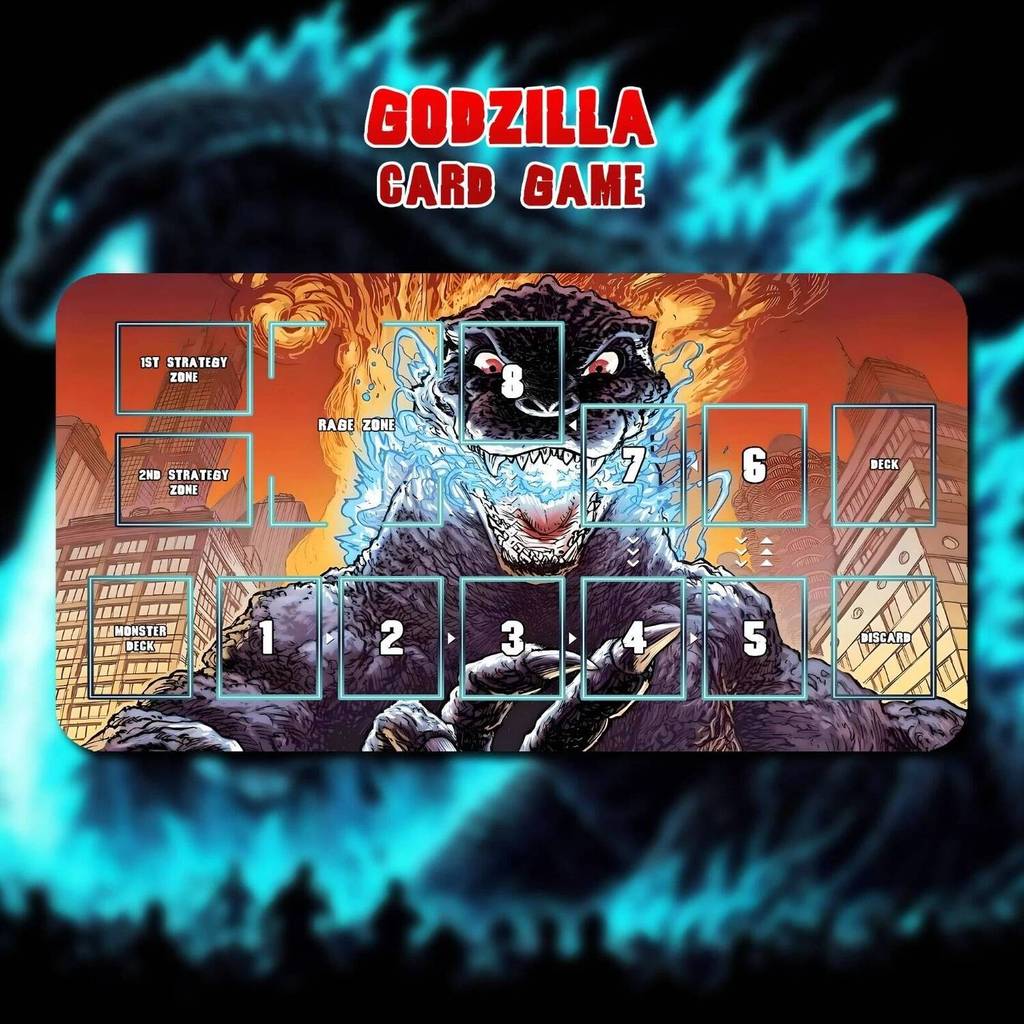 Playmat Godzilla Godzilla การ์ดเกมอะนิเมะ Battle Card เย็บขอบ 350x600x2mm Mousepad