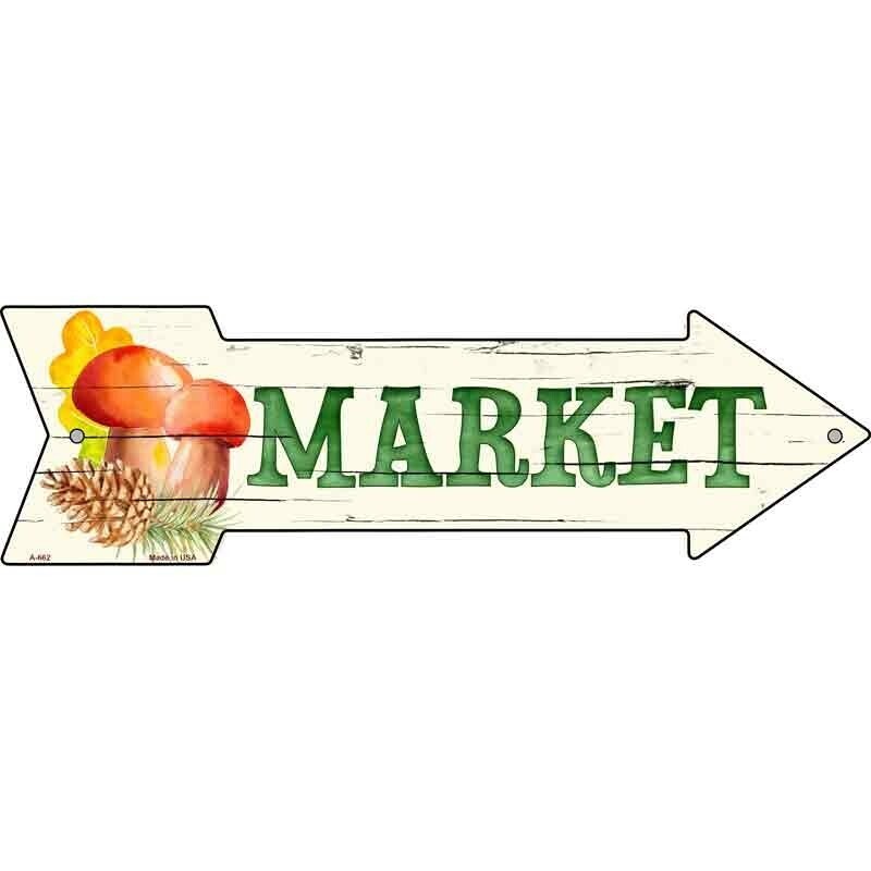 Market Novelty Metal Arrow Sign ทิศทาง 17" x 5" Wall Decor