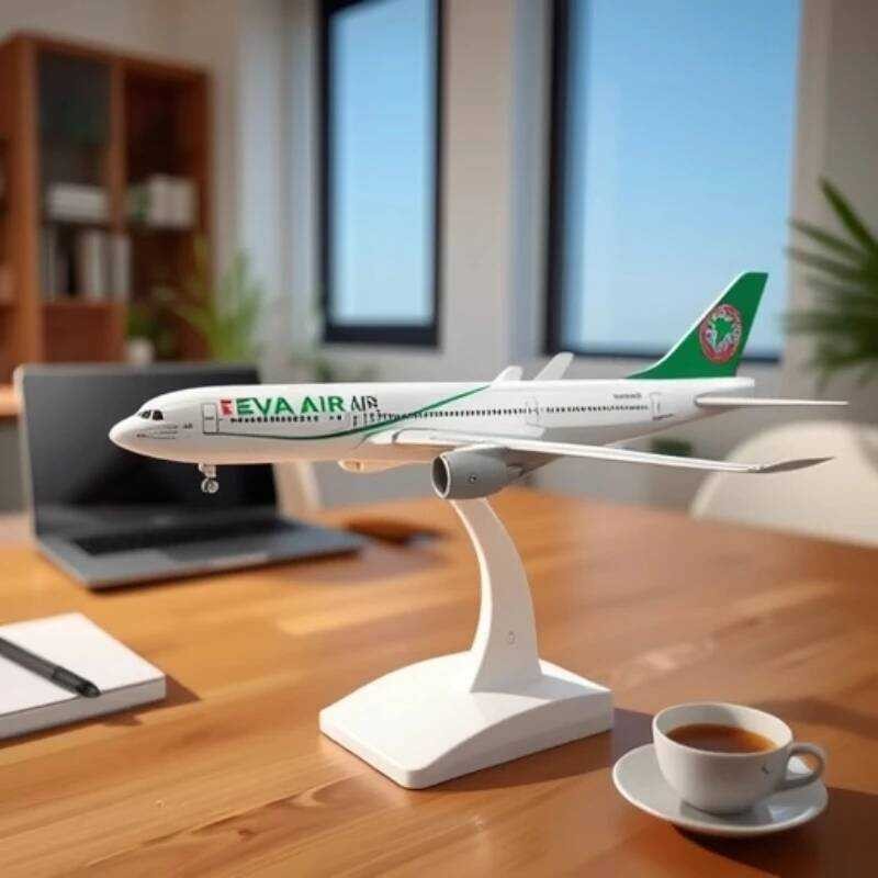 C C 20Cm B747 EVA Air Taiwan Aircraft Model Desk Accessories B747 Die-Casting Alloy Metal Airplane
