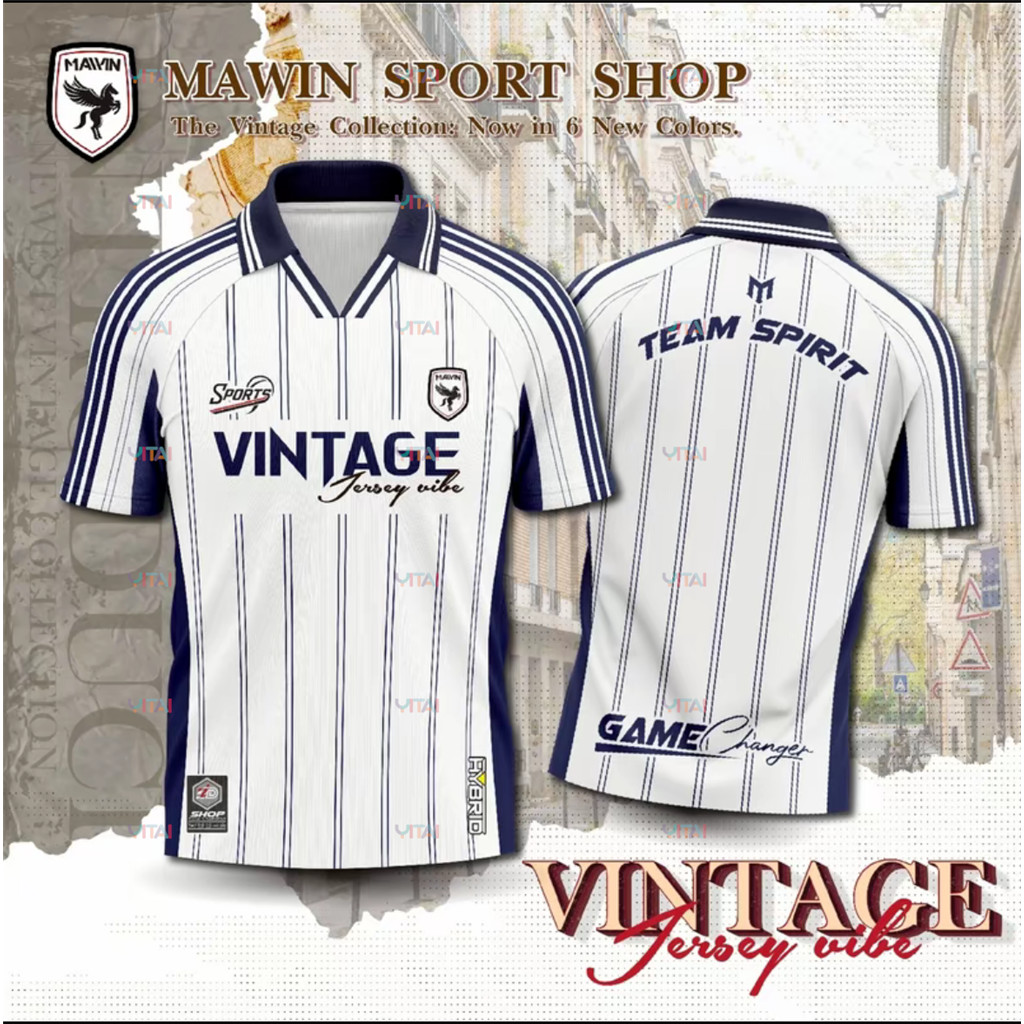 MAWIN Vintage Sport เสื้อคอพิมพ์เหมาะสำหรับผู้ชายและผู้หญิงA 2-2