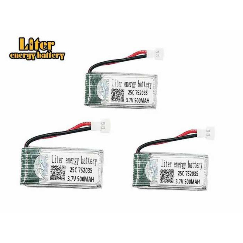 ❥ 3 ชิ้น 3.7 โวลต์ 500 มิลลิแอมป์ชั่วโมง 25C แบตเตอรี่ Lipo แบบชาร์จไฟได้ 752035 สําหรับ RC E33