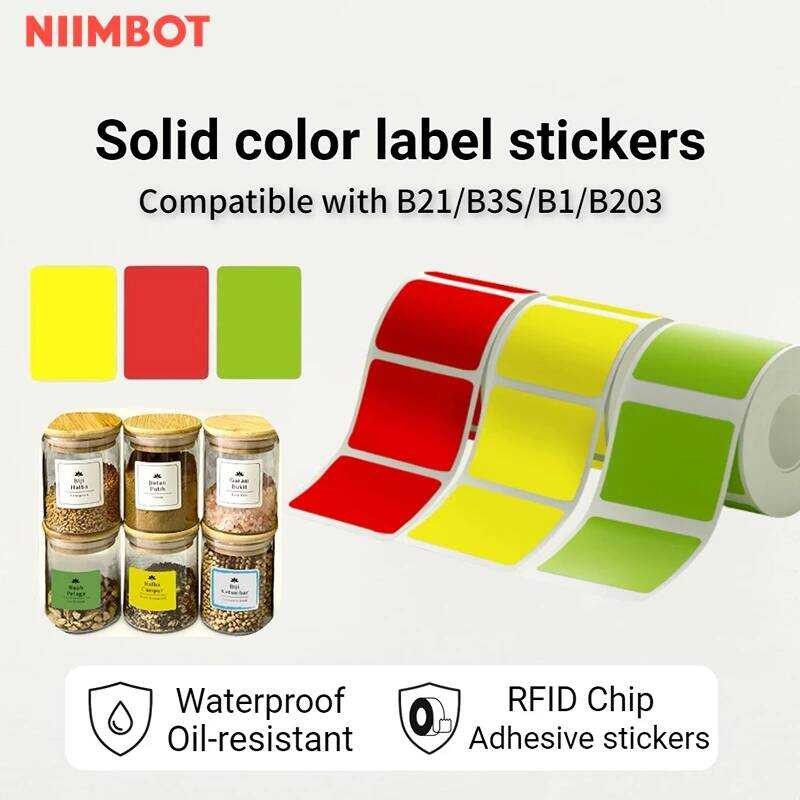 Niimbot B21 B203 B3s กระดาษกาวในตัวความร้อนสามารถพิมพ์หลายสี 20-50 มม.กว้างป้ายเสื้อผ้า Commodity Pr