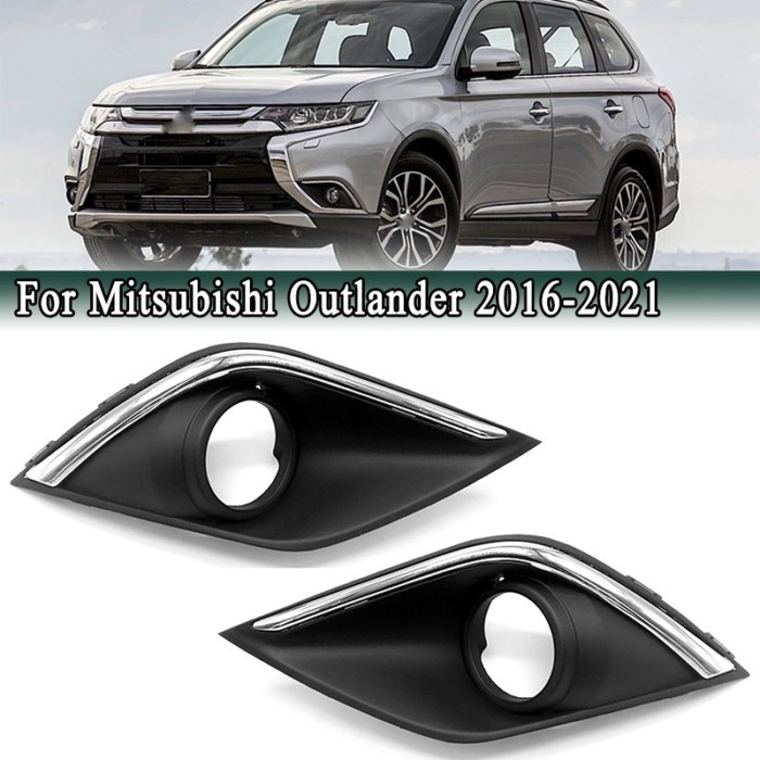 6400G482 6400G481 Front Bumper Fog Light Bezel Cover Shell Lamp Frame with Chrome Trim for Mitsubis