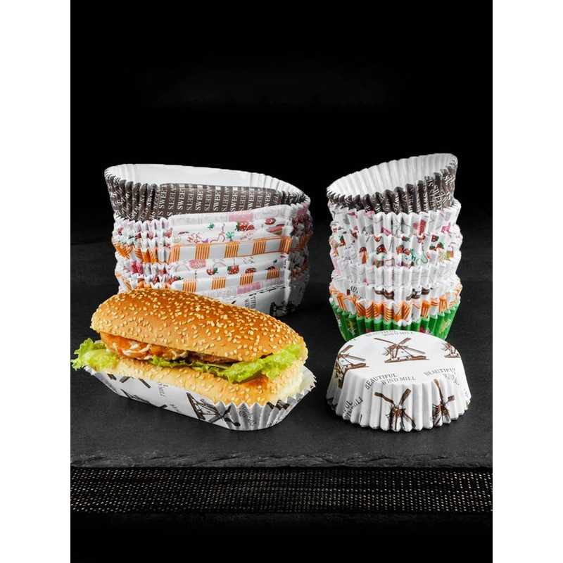 C Round Paper Cups 200Pcs Food Grade Coated Paper Tray Cup Cake Liners Cup Muffin Case Bread Papert