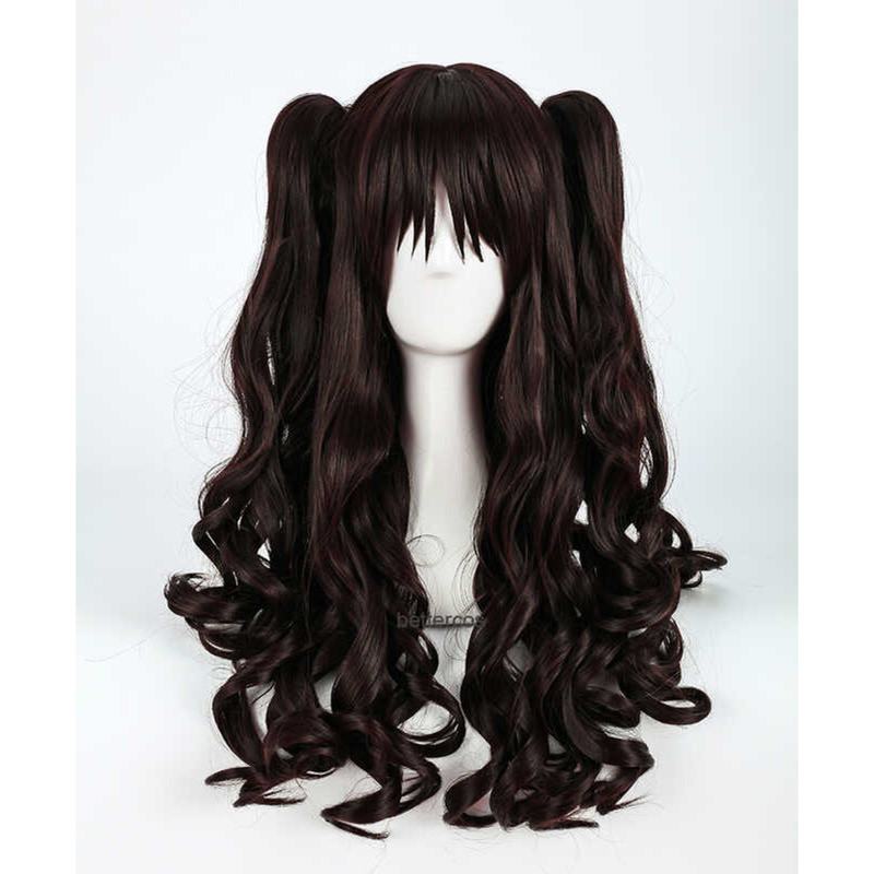 วิกผมปลอมสำหรับ Cosplay Fate Tohsaka Rin สีดำ/น้ำตาล ความยาวกลาง กางเกงผม Little Tiger Mouth