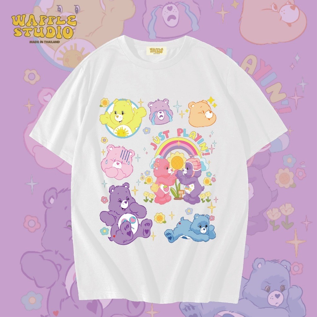 [ ส่งฟรี  ] WS0458 เสื้อยืดโอเวอร์ไซส์ เสื้อยืดเกาหลี ผ้าคอตตอน 100% เสื้อยืด Carebear แคร์แบร์ WAF