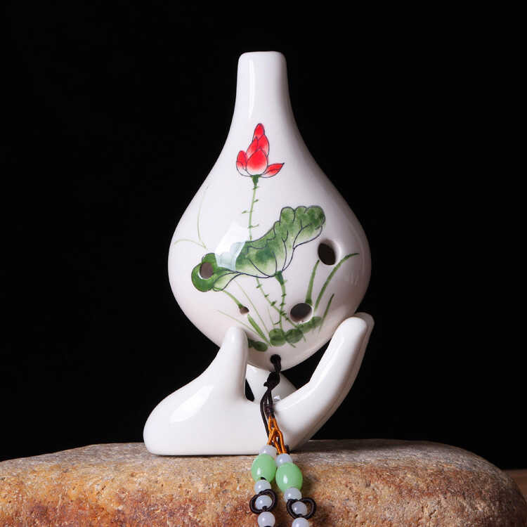 มือวาด Ocarina 6-Hole Alto C-Tuned สีเปียโนบริสุทธิ์ Shop โรงเรียนสอน Six-Hole Ocarina ฟรี Lanyard