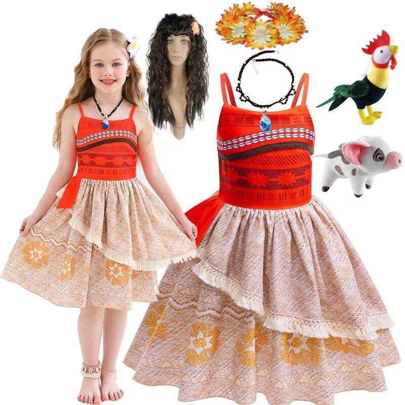 Moana moana Ocean Romance สาว moana ชุดเจ้าหญิงเด็ก moana moana สไตล์เดียวกัน cos เครื่องแต่งกาย