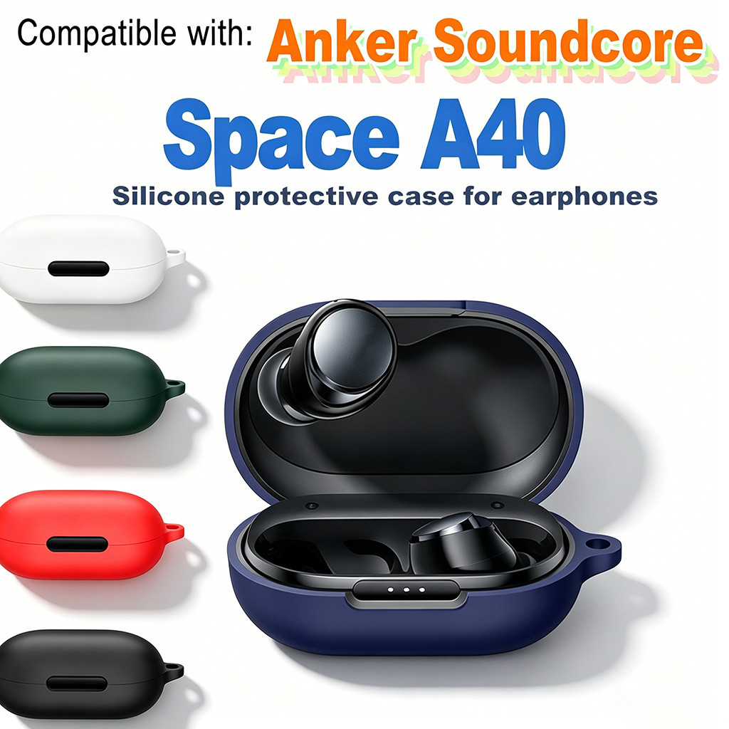 สําหรับ Anker Soundcore Space A40 หูฟังกันกระแทกป้องกันรอยขีดข่วนซิลิโคนพร้อมพวงกุญแจ