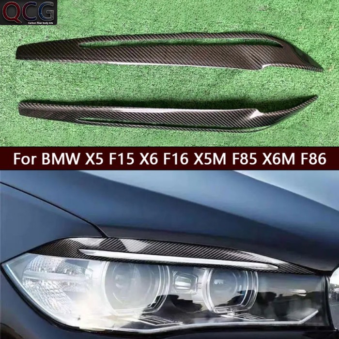 For BMW X5 F15 X6 F16 X5M F85 X6M F86 carbon fiber lamp eyebrow front headlight eyebrow sticker dec