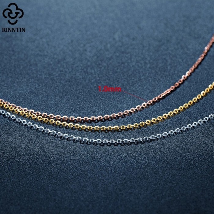 Rinntin Genuine 14K Solid Gold 1.0mm Cable Chain Necklace for Women Real AU585 White Gold RoseHb 8Q