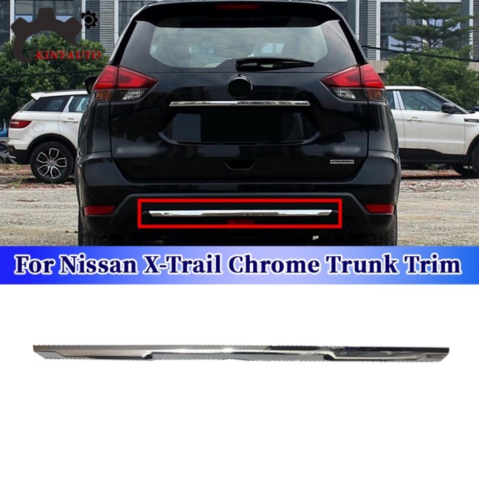 For Nissan X-Trail 2017 18 19 Chrome Trunk Trim ABS Rear Bumper Lid Strip Finish Panel Tailgate Dec