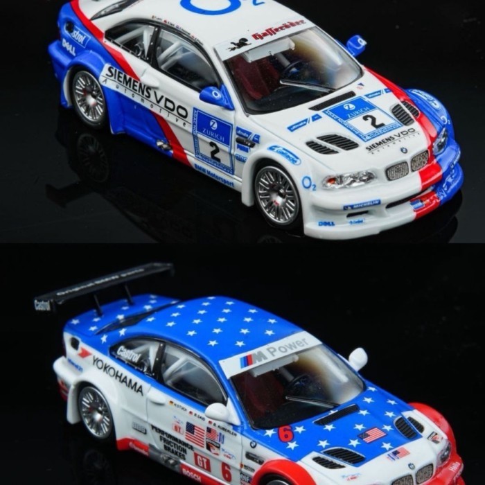 คลังสินค้าพร้อม DCM & GOBOX Co-Branded 1: 64 BMW M3GTR E46 Siemens Painting Alloy Car Model