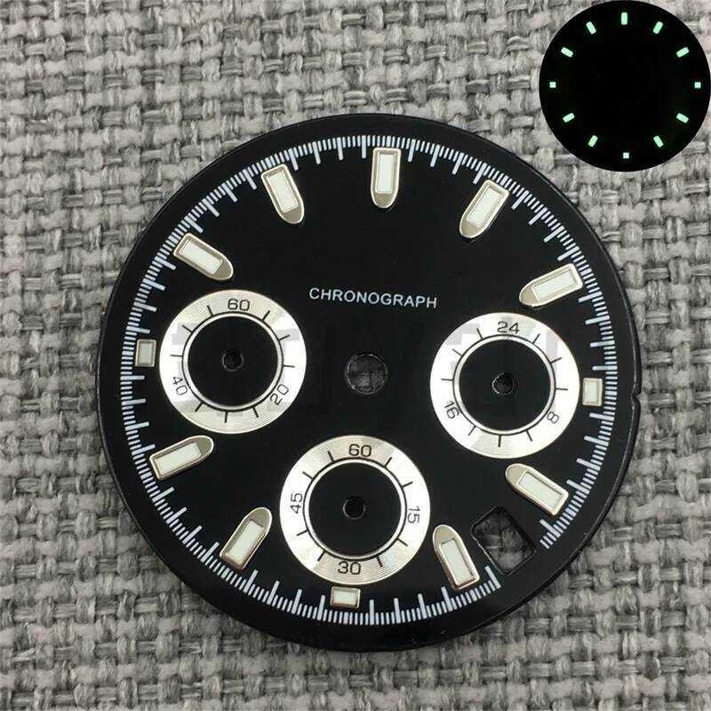 ▥ คุณภาพสูง 30 มม.Vk63 นาฬิกา Dials Black Rose Ice Blue Dial สีเขียวส่องสว่างเหมาะสําหรับ Vk63