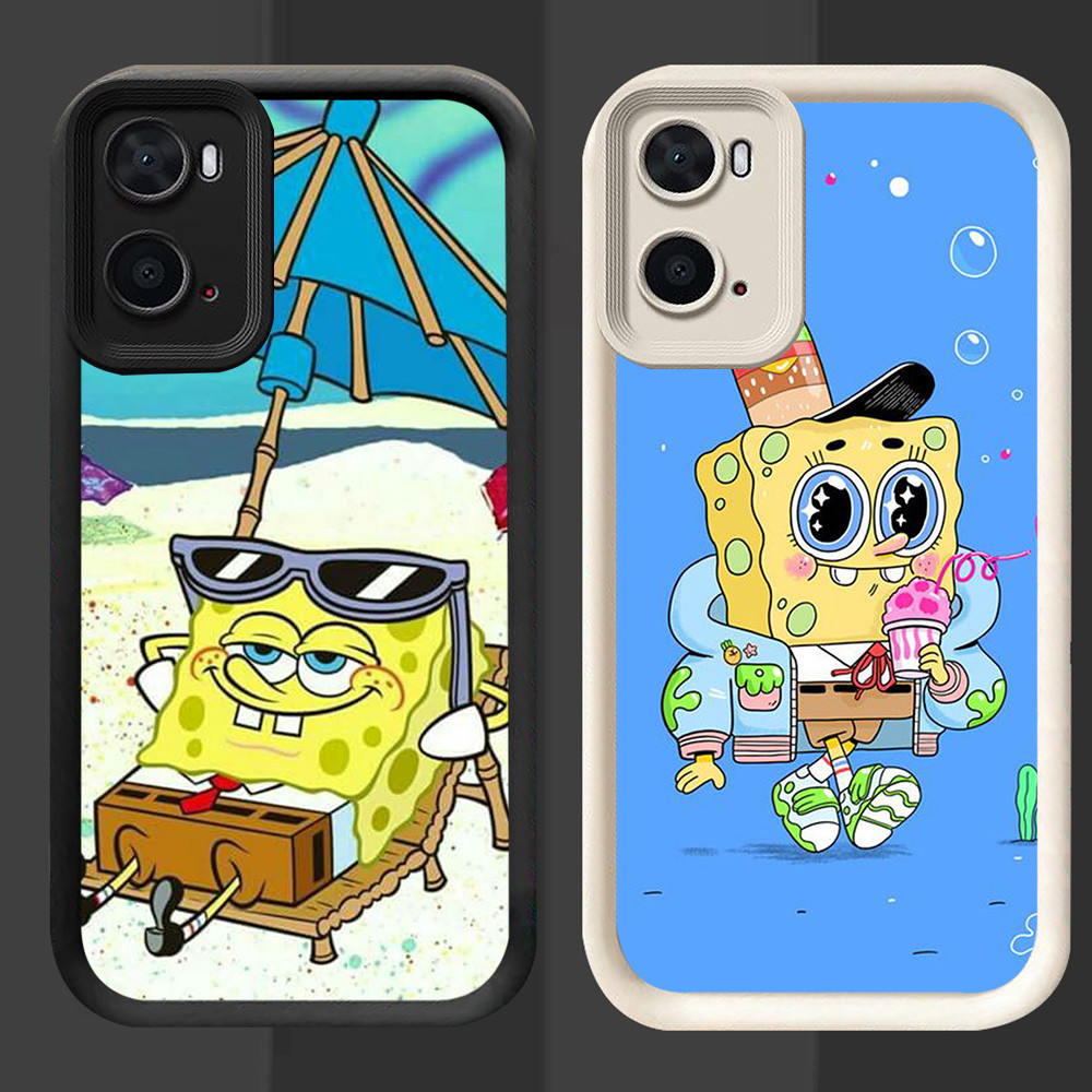 R64 SpongeBob Casing สําหรับ Realme A77 A77s A96 Realme C33 9i สีดําและสีขาว