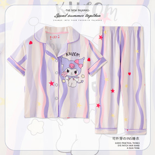 ชุดพักผ่อนเด็กผู้หญิงแขนยาว วัย 3-4 ปี ลาย Kuromi&Melody ใส่…