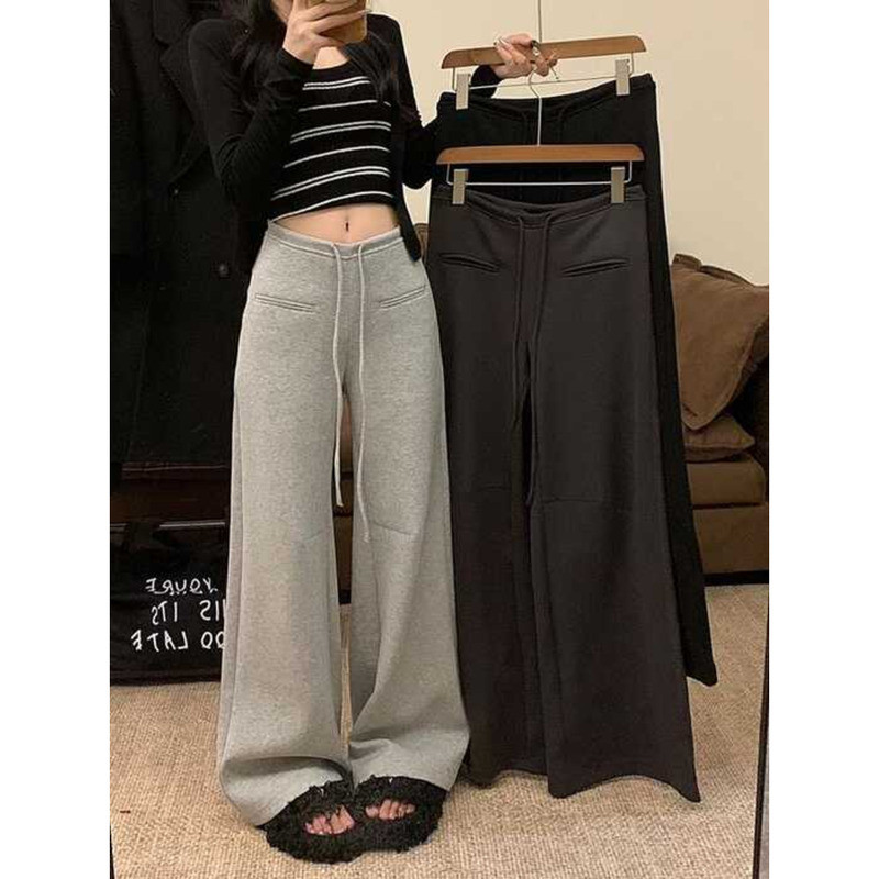 กางเกงลำลอง กางเกงวอร์ม ใส่เชือกรูดที่เอว กระเป๋าตรง สไตล์y2k #J1158 502