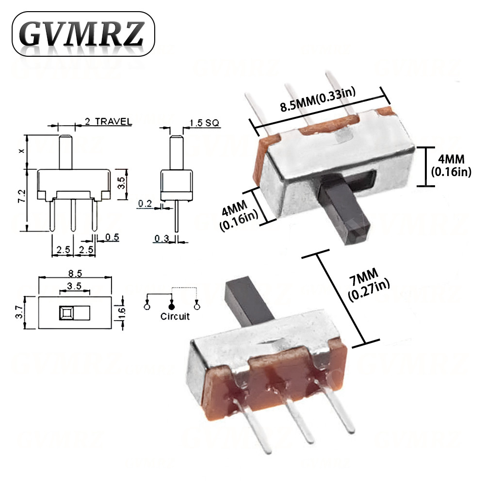 20 ชิ้น SS12D00 Interruptor On-Off Mini Slide Switch 3pin 1P2T 2 ตําแหน่งคุณภาพสูงสลับสวิทช์จับความยาว 2 มิลลิเมตร 3 มิลลิเมตร 4 มิลลิเมตร 5 มิลลิเมตร - รูปที่ 4