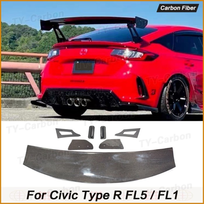 For Honda Type R FL5 2022+ VRS Style Real Carbon Fiber Rear Trunk Spoiler Wing FL5 FL1 Bodykits Acc