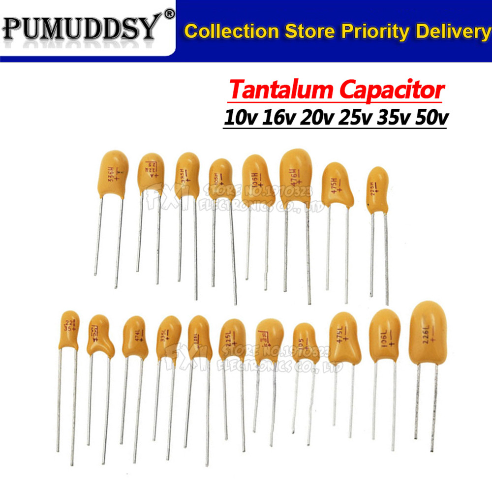 5PCS Tantalum Capacitor 16V 20V 25V 35V 50V 0.1UF 0.22UF 0.33UF 0.47UF 100UF 220UF 1UF 2.2UF 4.7UF 1