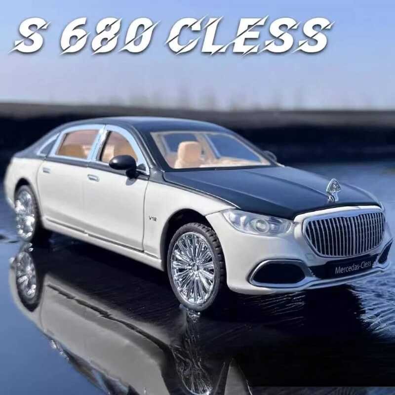 C C 1:24 Maybach S680 Car Model Toy Doors Opened Sound Light Pull Back Diecast Metal Shock Absorpti