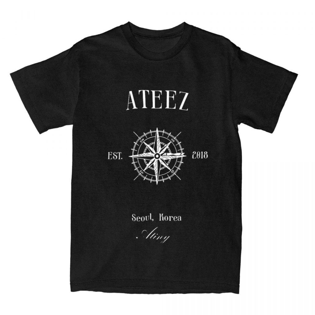 T-Shirt  Kpop ATEEZ ATINY นักร้อง Merch เสื้อสําหรับผู้ชายผู้หญิงสบายๆผ้าฝ้าย All Seasons Tee เสื้อ
