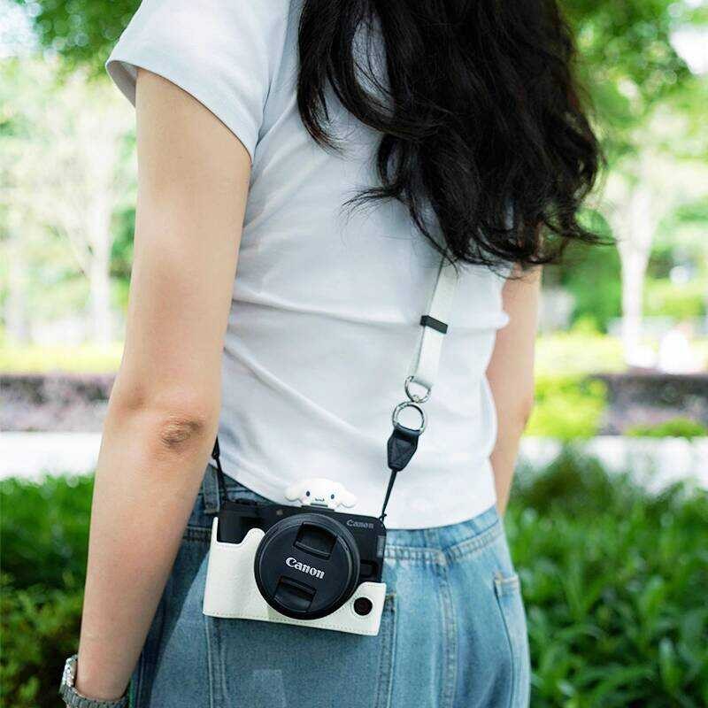 เหมาะสําหรับ Canon R50V Body เคสป้องกัน R10 กระเป๋ากล้องสีชมพู Cross-body สายคล้องไหล่ RP เคสหนัง Li