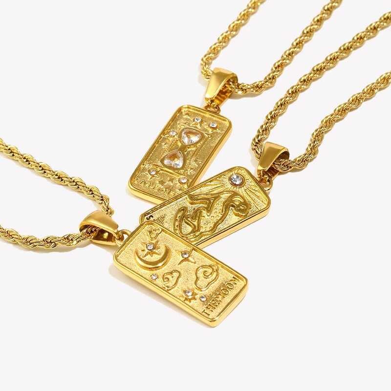 EBbelle ใหม่ สร้อยคอสแตนเลส PVD ชุบกันน้ํา ออกแบบ Magic Tarot