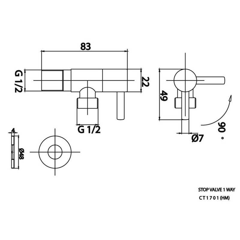 CT1701(HM) COTTO วาล์วเปิด-ปิดน้ำ CT1701(HM)