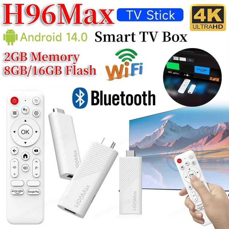 ▥ 2024 ใหม่android 14.0 H96max H313 Mini TV Stick Allwinner Quad Core 4K HDR Wifi6 Wifi 2.4Gเกม
