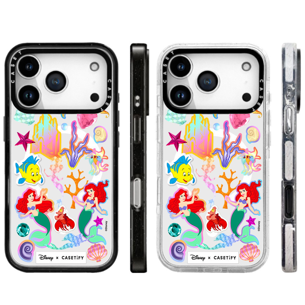 การ์ตูน Mermaid สติกเกอร์ไร้สายชาร์จแม่เหล็กสําหรับ IPhone 17 Pro Max กรณี 17 AIR อะคริลิคใสฝาครอบ Hard กันกระแทกกันชนพร้อมบรรจุภัณฑ์