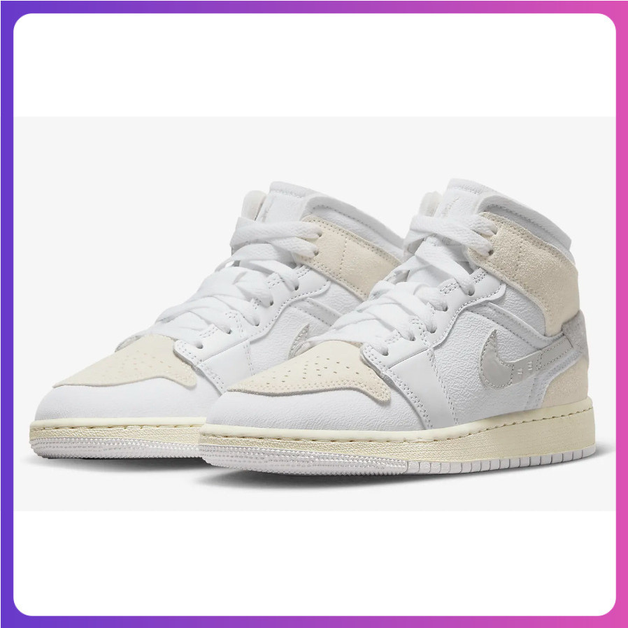 [การประกันคุณภาพ] N & K Air 1 Mid SE Craft Reverse White Grey FB9142-120 GS สไตล์ใหม่ PFRQ e10