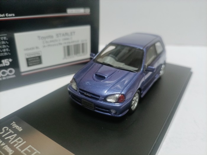 Hi Story 1 43 Toyota Little Lucky Star Car Model Starlet Glanza EP91 1996 สีม่วงสีน้ําเงิน
