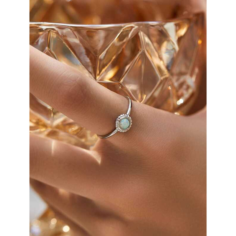 MODIAN MODIAN S เงินสเตอร์ลิงหรูหราแหวนโอปอลสังเคราะห์ Niche High-End Sunflower Index Finger แหวน