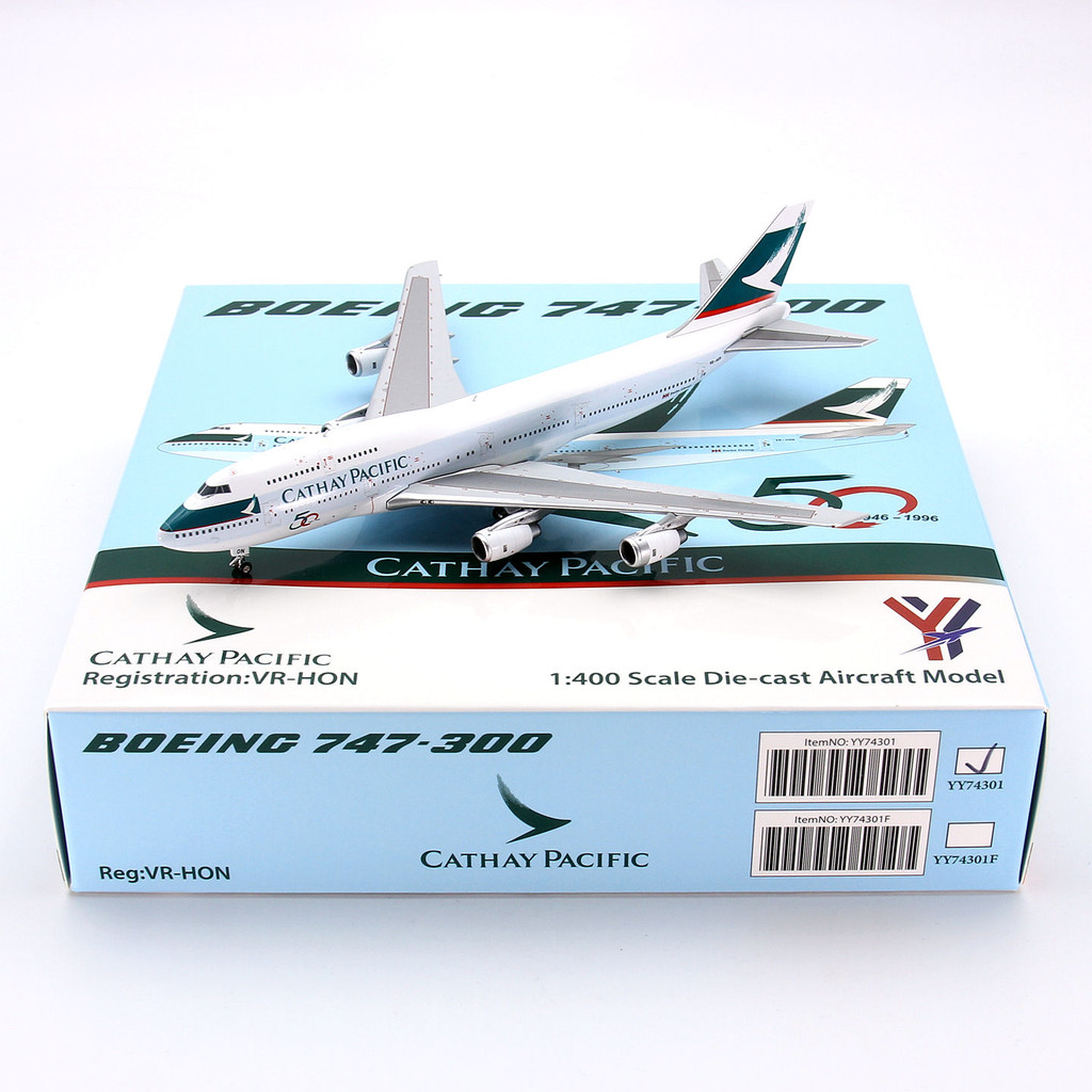 YY Wings 74301 Cathay Pacific Airlines โบอิ้ง B747-300 VR-HON เครื่องบินโลหะผสมรุ่น 1/400