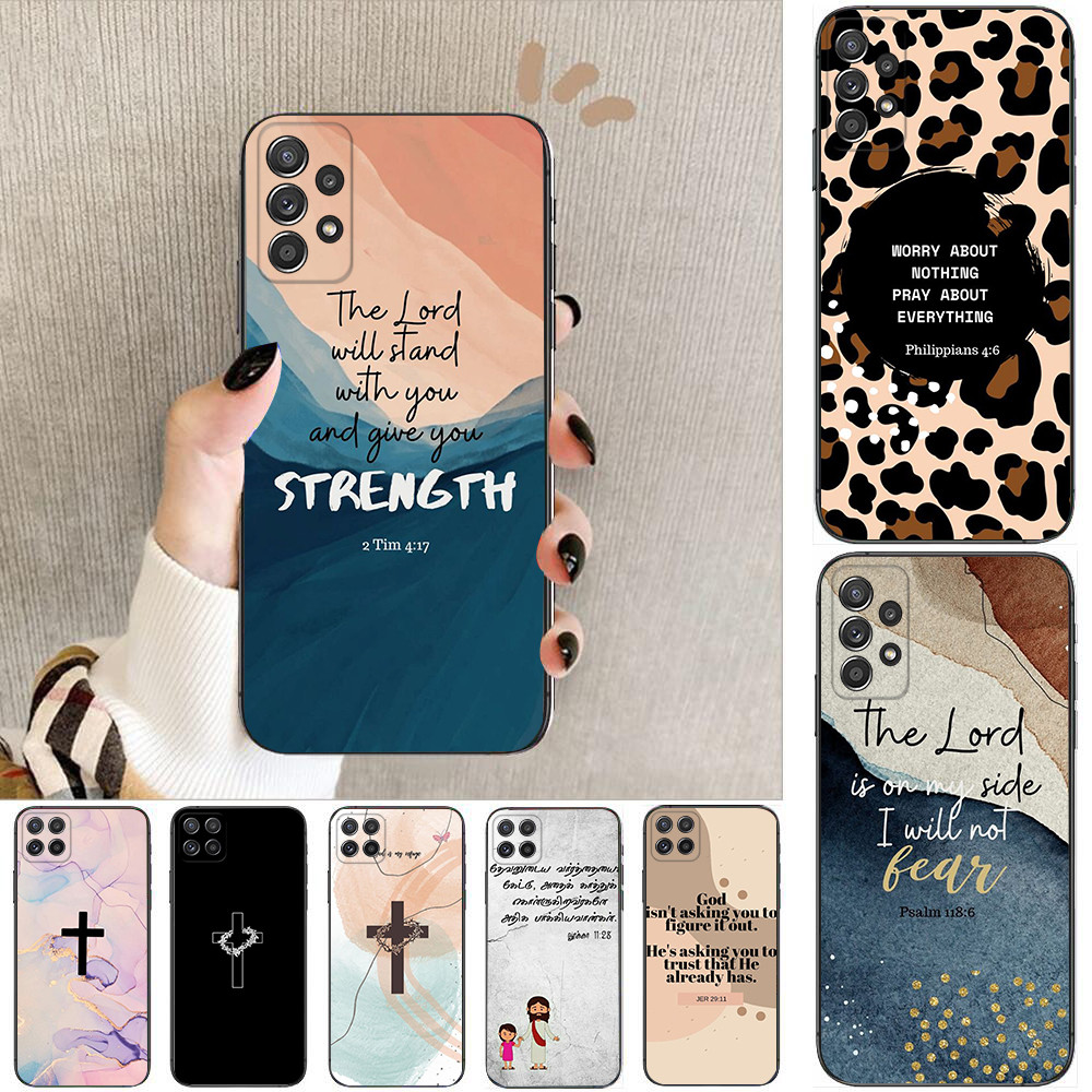 Samsung A22 A55 A56 J4 J6 J8 2018 J4 J5 J6 J7 Prime Plus Core Z3 อะนิเมะ Verse พระเยซูนุ่มสีดําเคสโท