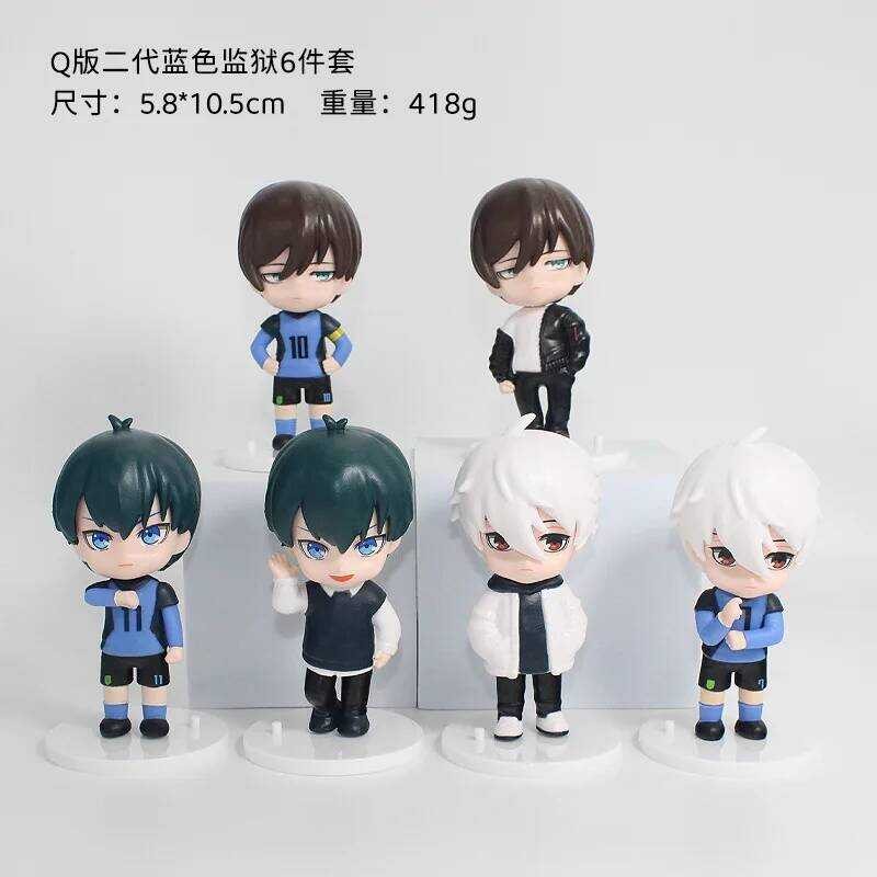 C 6Pcs/Set BLUE LO Isagi Yoichi Anime Figure Toys Collection Animation Model Cute Version Doll Deso